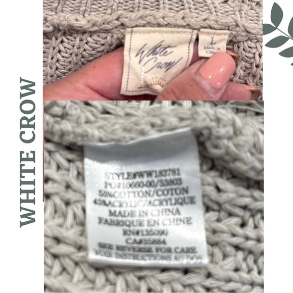 White Crow Edgy Gray Distressed Hem Sweater Slouchy Fit Size Large - Picture 7 of 7